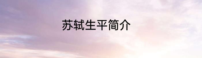苏轼生平简介