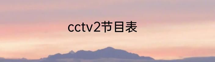cctv2节目表
