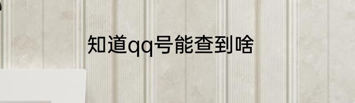 知道qq号能查到啥