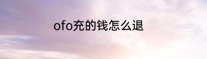 ofo充的钱怎么退