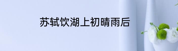 苏轼饮湖上初晴雨后