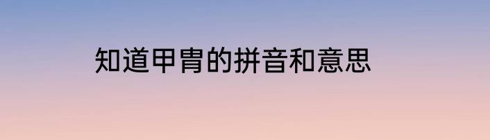 知道甲胄的拼音和意思