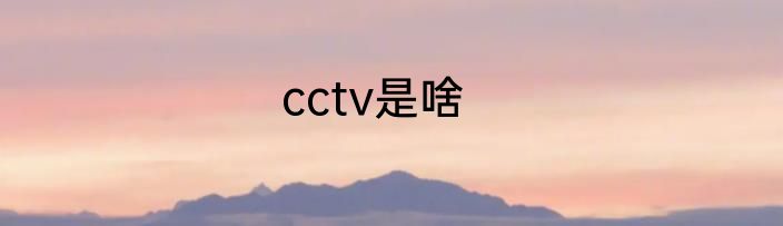 cctv是啥