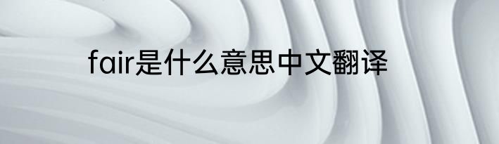 fair是什么意思中文翻译