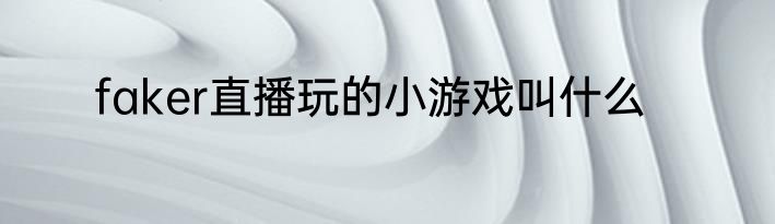 faker直播玩的小游戏叫什么