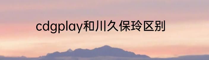 cdgplay和川久保玲区别
