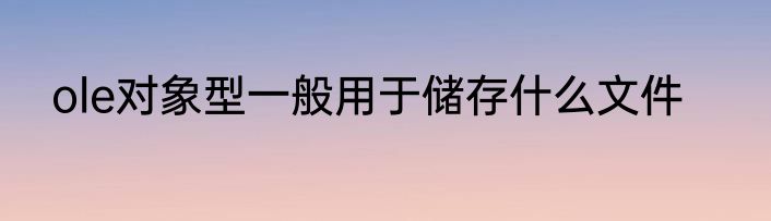 ole对象型一般用于储存什么文件