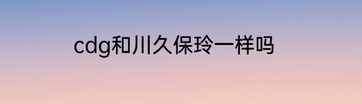 cdg和川久保玲一样吗