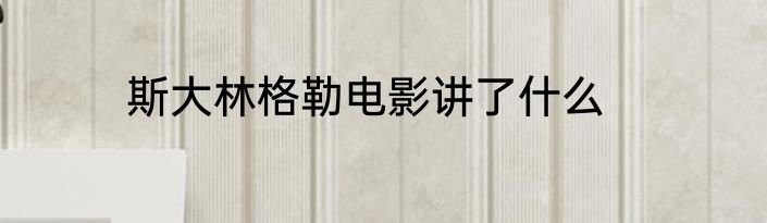 斯大林格勒电影讲了什么
