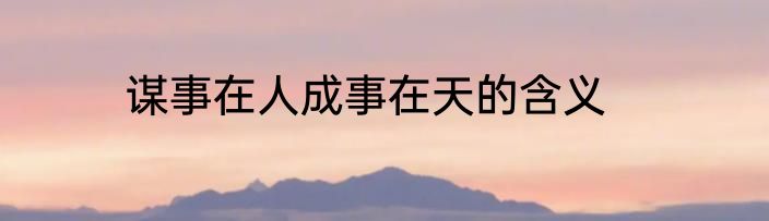 谋事在人成事在天的含义
