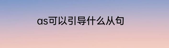 as可以引导什么从句