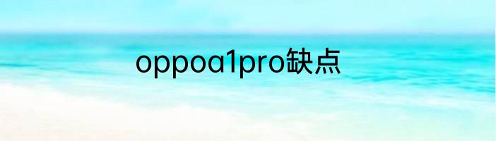 oppoa1pro缺点