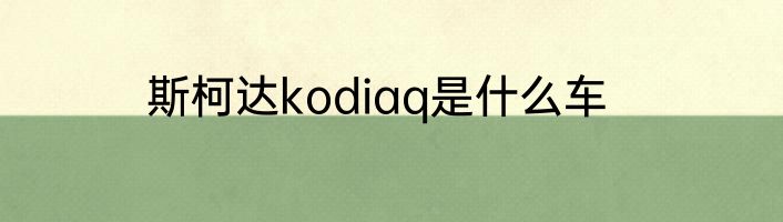 斯柯达kodiaq是什么车
