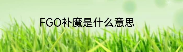 FGO补魔是什么意思