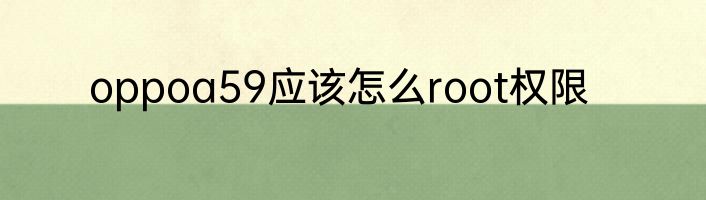oppoa59应该怎么root权限