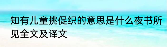 知有儿童挑促织的意思是什么夜书所见全文及译文