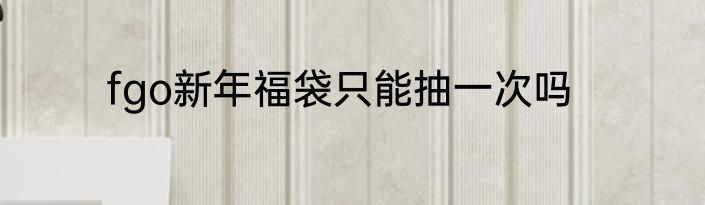 fgo新年福袋只能抽一次吗