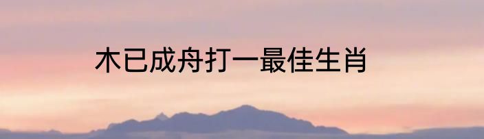 木已成舟打一最佳生肖