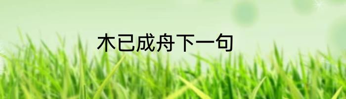 木已成舟下一句