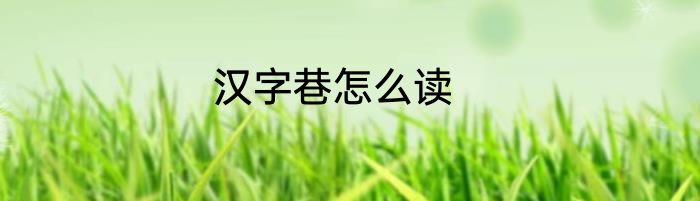 汉字巷怎么读