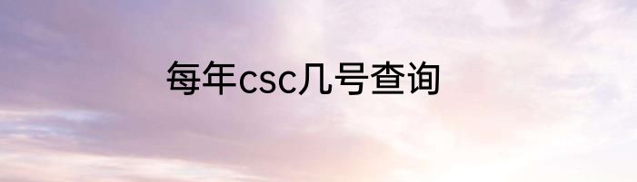 每年csc几号查询