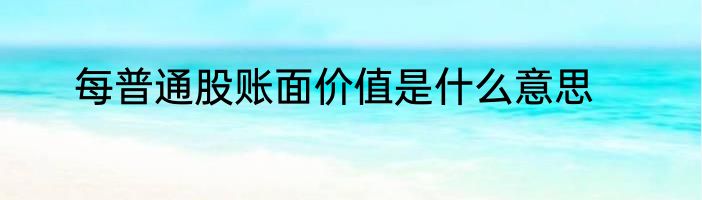 每普通股账面价值是什么意思