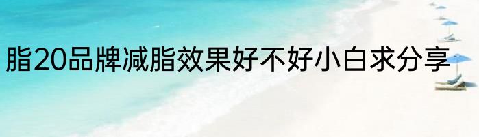 脂20品牌减脂效果好不好小白求分享