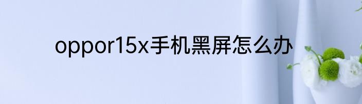 oppor15x手机黑屏怎么办