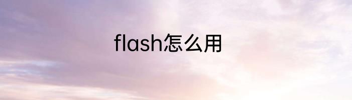 flash怎么用