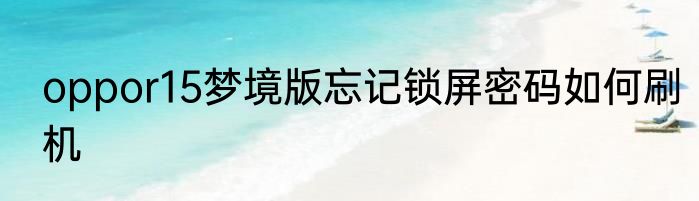 oppor15梦境版忘记锁屏密码如何刷机