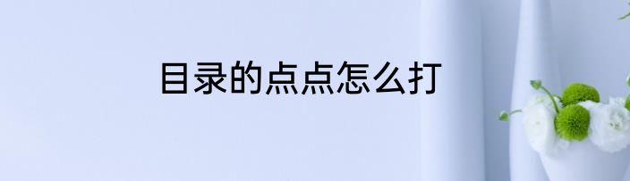 目录的点点怎么打