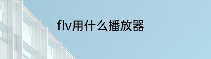 flv用什么播放器
