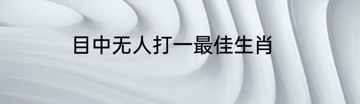 目中无人打一最佳生肖