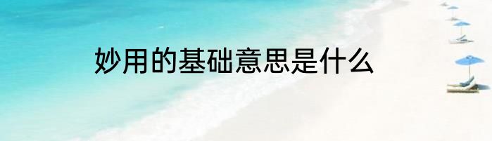 妙用的基础意思是什么