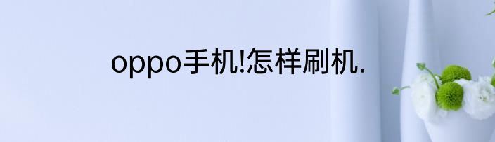 oppo手机!怎样刷机.