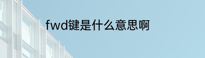 fwd键是什么意思啊