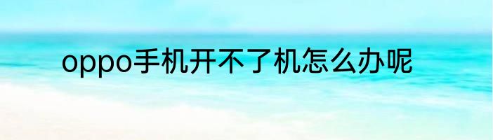 oppo手机开不了机怎么办呢