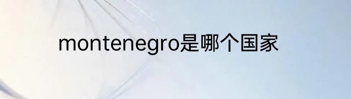 montenegro是哪个国家
