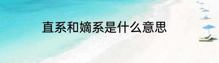 直系和嫡系是什么意思
