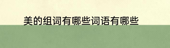 美的组词有哪些词语有哪些