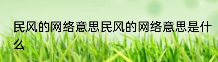 民风的网络意思民风的网络意思是什么