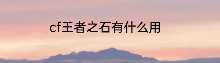 cf王者之石有什么用