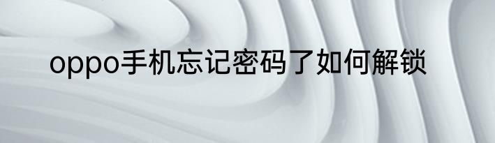 oppo手机忘记密码了如何解锁
