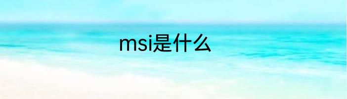 msi是什么