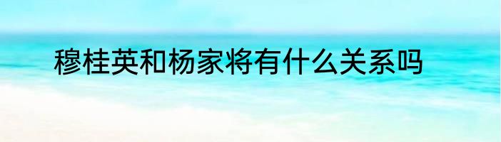 穆桂英和杨家将有什么关系吗