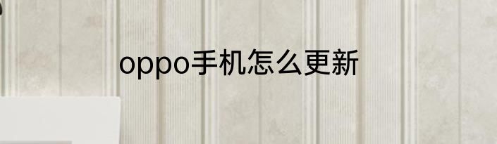 oppo手机怎么更新