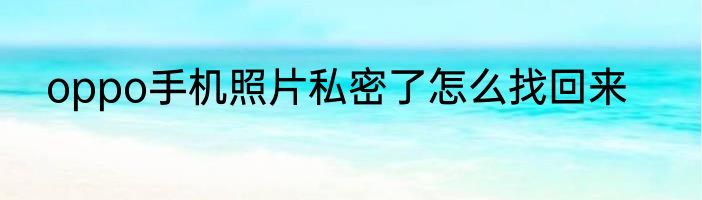 oppo手机照片私密了怎么找回来