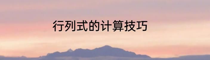 行列式的计算技巧