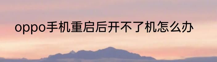 oppo手机重启后开不了机怎么办