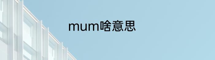 mum啥意思